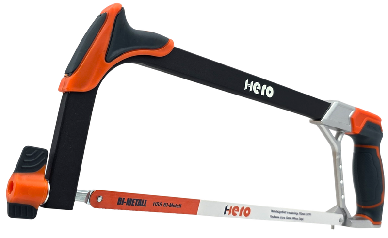 HERO Bügelsäge Metallsäge 300 mm HSS Bi-Metall-Sägeblatt 24 TPI Softgriff Profi