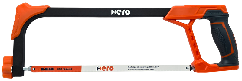 HERO Metallsäge 300 mm Bügelsäge HSS Bi-Metall-Sägeblatt 24 TPI