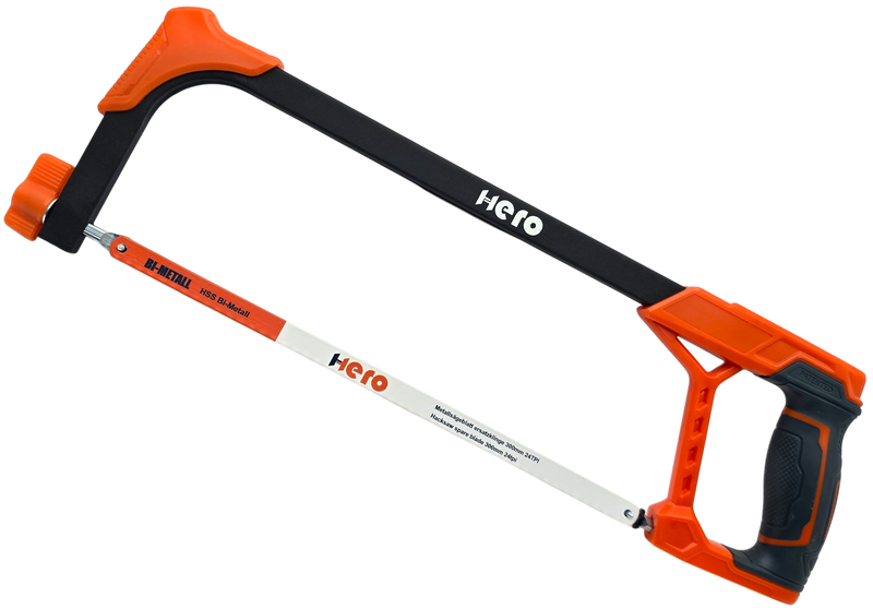 HERO Metallsäge 300 mm Bügelsäge HSS Bi-Metall-Sägeblatt 24 TPI