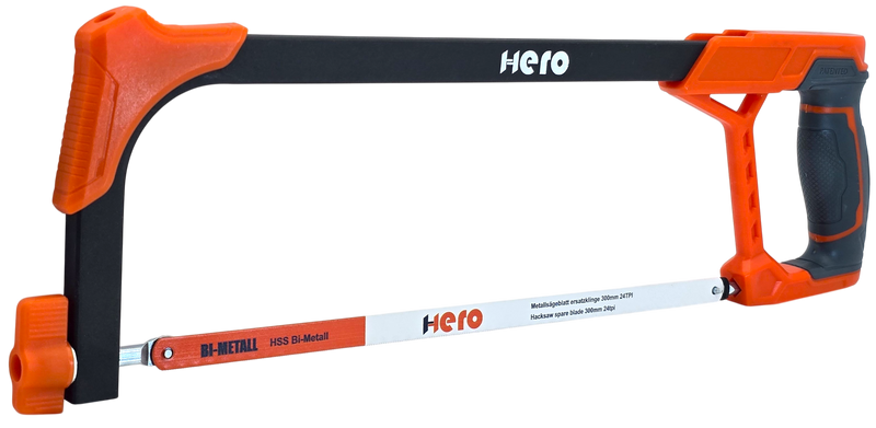HERO Metallsäge 300 mm Bügelsäge HSS Bi-Metall-Sägeblatt 24 TPI