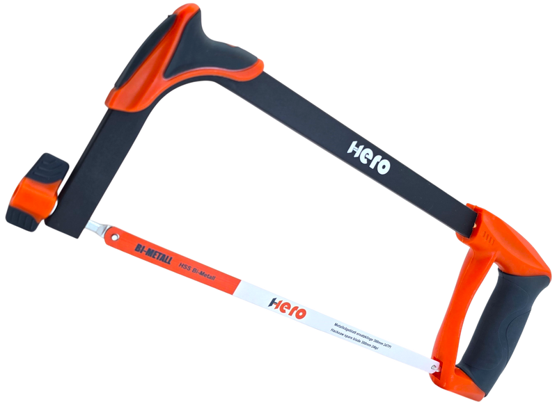 HERO Metallsäge Bügelsäge 300 mm HSS Bi-Metall-Sägeblatt 24TPI Bogensäge Softgriff