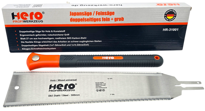 HERO Japansäge Kataba doppelseitige Feinsäge 300 mm für Holz