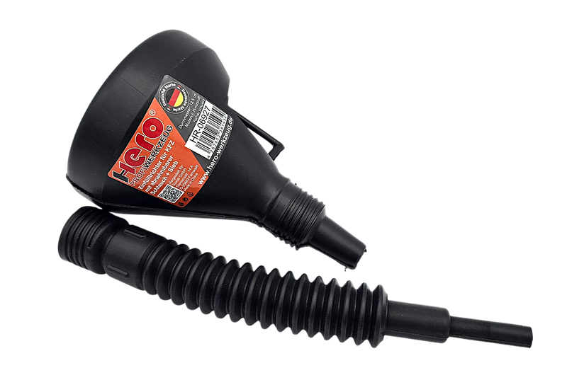 Hero Einfülltrichter 2 in 1 mit flexiblem Schlauch & Sieb – Öltrichter für KFZ, Werkstatt & Garage