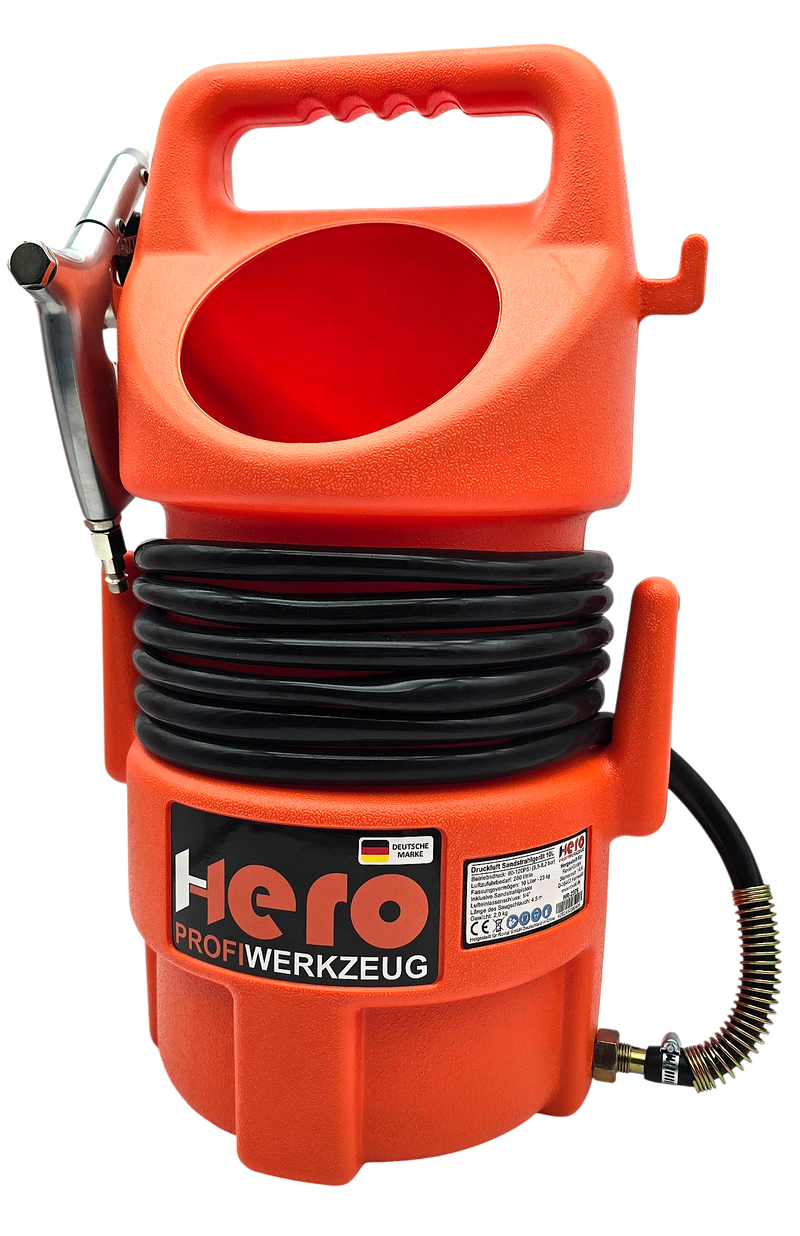 HERO Mobiles Sandstrahlgerät 10 Liter – Druckluft Sandstrahler für Rost, Farbe & Werkstatt