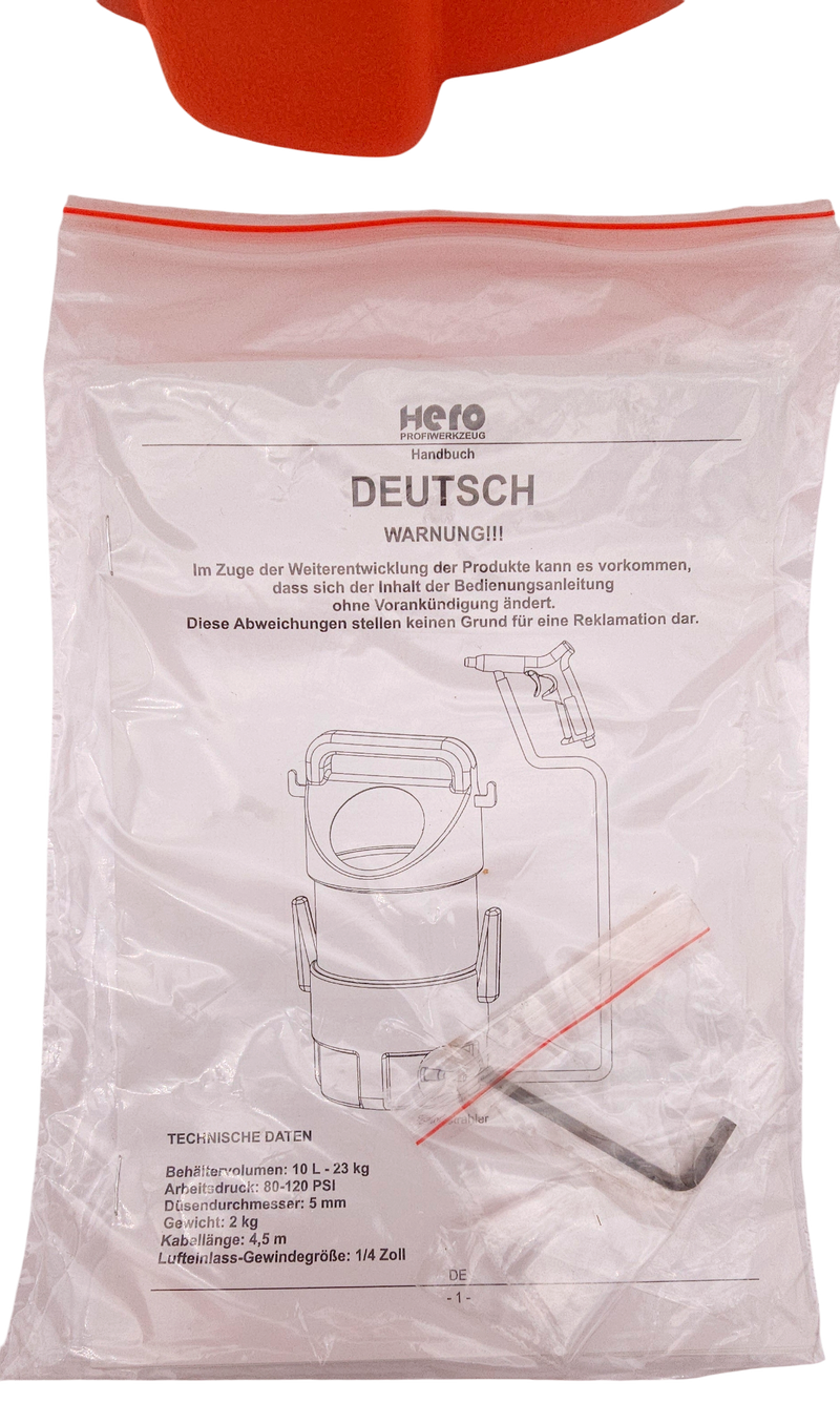 HERO Mobiles Sandstrahlgerät 10 Liter – Druckluft Sandstrahler für Rost, Farbe & Werkstatt