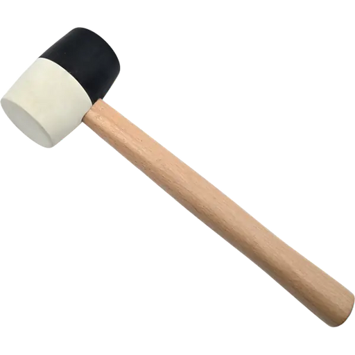 Gummihammer 340g Schwarz/Weiß Hartgummi Kopf Ø 54mm Holzstiel HERO Premium