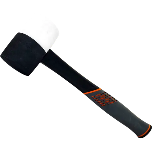 HERO Gummihammer 450g Hartgummi Schwarz/Weiß Fiberglasstiel Profi Hammer Premium