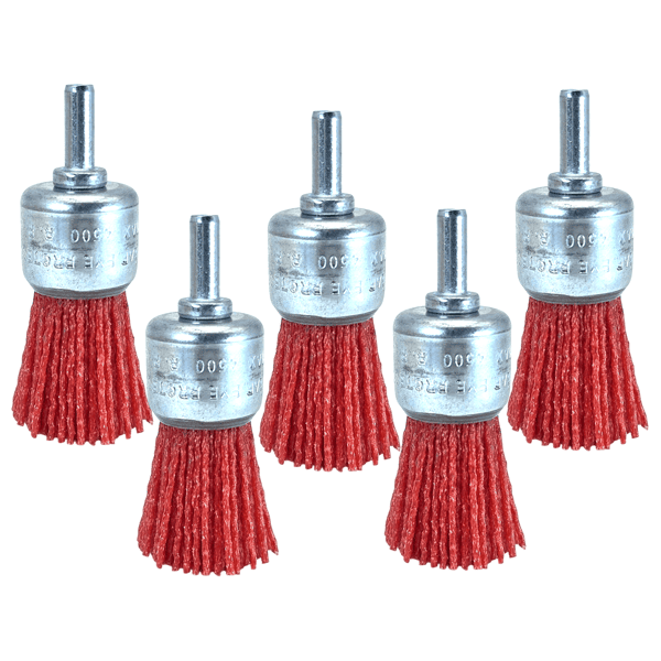 5x Nylonbürste Pinselbürste 25mm Rundbürste Drahtbürsten Schaft ENCORE Premium