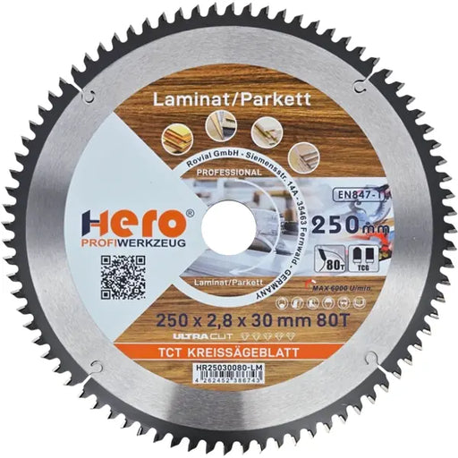 Kreissägeblatt 250 x 30 mm 80Z Profi HM Sägeblatt TCT Holz