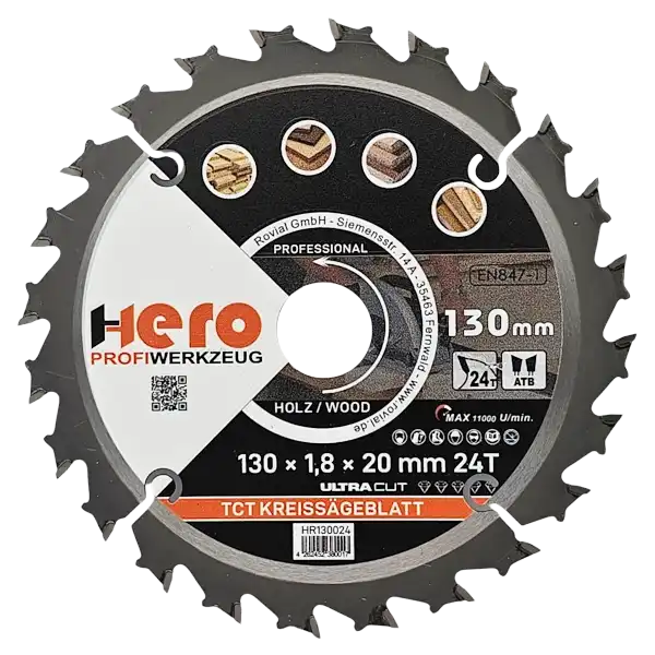 Kreissägeblatt 130 x 20/16 mm 24Z Profi HM Sägeblatt TCT Holz