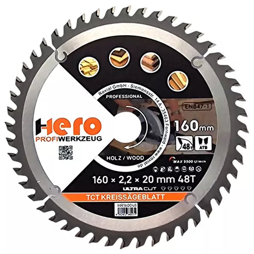 Kreissägeblatt 160 x 20/16 mm 48Z Profi HM Sägeblatt TCT Holz