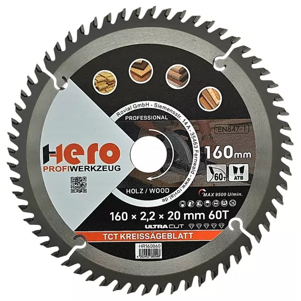 Kreissägeblatt 160 x 20/16 mm 60Z Profi HM Sägeblatt TCT Holz