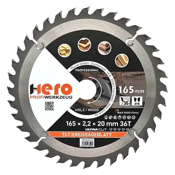 Kreissägeblatt 165 x 20/16 mm 36Z Profi HM Sägeblatt TCT Holz