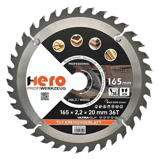 Kreissägeblatt 165 x 20/16 mm 36Z Profi HM Sägeblatt TCT Holz