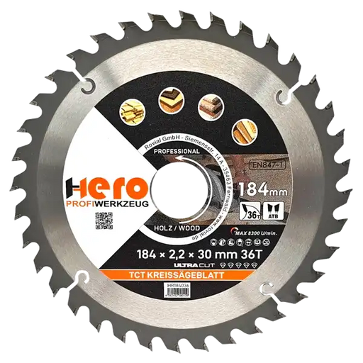 Kreissägeblatt 184 x 30/20 mm 36Z Profi HM Sägeblatt TCT Holz