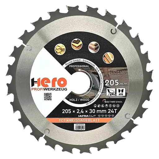 Kreissägeblatt 205 x 30/20 mm 24Z Profi HM Sägeblatt TCT Holz