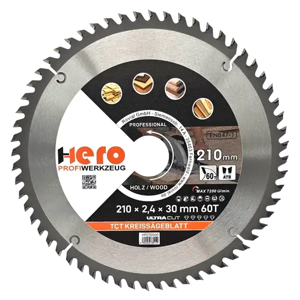 Kreissägeblatt 210 x 30/20 mm 60Z Profi HM Sägeblatt TCT Holz