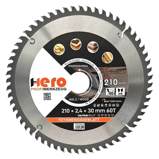 Kreissägeblatt 210 x 30/20 mm 60Z Profi HM Sägeblatt TCT Holz