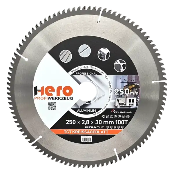 Kreissägeblatt 250 x 30/20 mm 100Z Profi HM Sägeblatt TCT Alu
