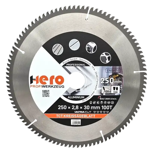 Kreissägeblatt 250 x 30/20 mm 100Z Profi HM Sägeblatt TCT Alu