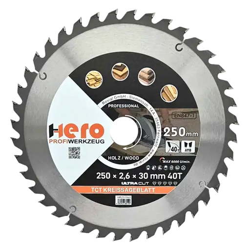 Kreissägeblatt 250 x 30/20 mm 40Z Profi HM Sägeblatt TCT Holz