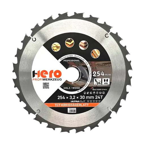 Kreissägeblatt 254 x 30/20 mm 24Z Profi HM Sägeblatt TCT Holz