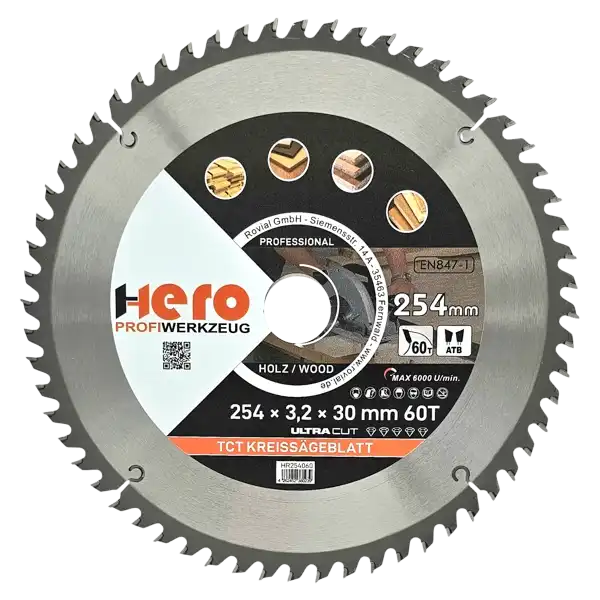 Kreissägeblatt 254 x 30/20 mm 60Z Profi HM Sägeblatt TCT Holz