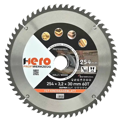 Kreissägeblatt 254 x 30/20 mm 60Z Profi HM Sägeblatt TCT Holz