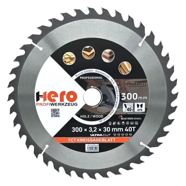 Kreissägeblatt 300 x 30/20 mm 40Z Profi HM Sägeblatt TCT Holz