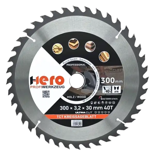 Kreissägeblatt 300 x 30/20 mm 40Z Profi HM Sägeblatt TCT Holz