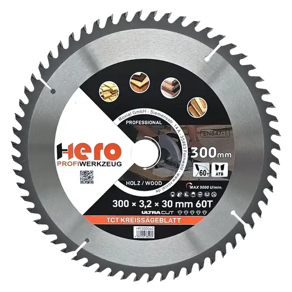Kreissägeblatt 300 x 30/20 mm 60Z Profi HM Sägeblatt TCT Holz