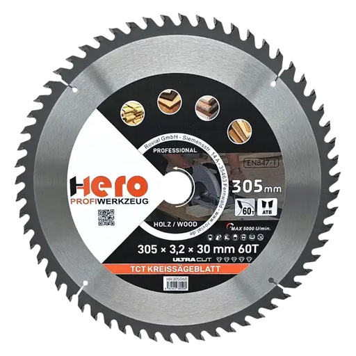 Kreissägeblatt 305 x 30/20 mm 60Z Profi HM Sägeblatt TCT Holz