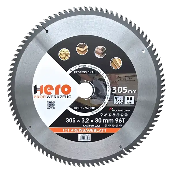 Kreissägeblatt 305 x 30/20 mm 96Z Profi HM Sägeblatt TCT Holz
