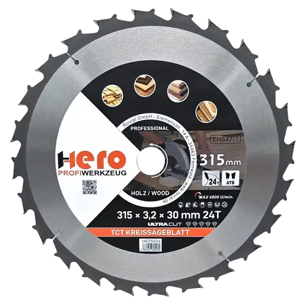 Kreissägeblatt 315 x 30/20 mm 24Z Profi HM Sägeblatt TCT Holz