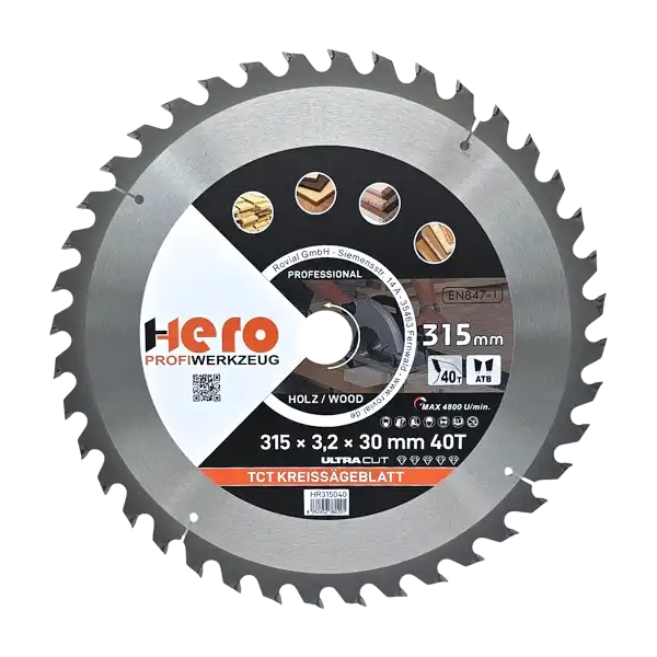 Kreissägeblatt 315 x 30/20 mm 40Z Profi HM Sägeblatt TCT Holz