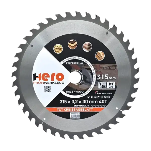 Kreissägeblatt 315 x 30/20 mm 40Z Profi HM Sägeblatt TCT Holz