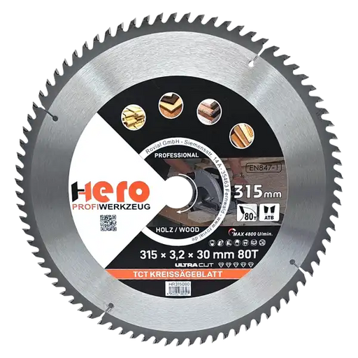 Kreissägeblatt 315 x 30/20 mm 80Z Profi HM Sägeblatt TCT Holz
