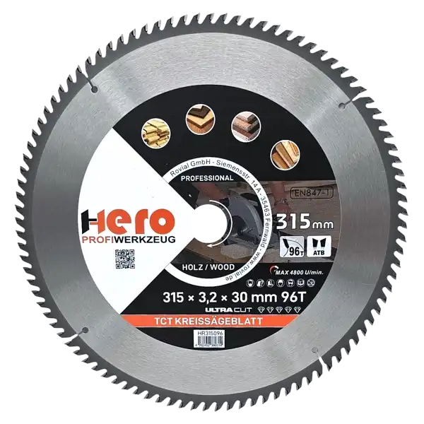 Kreissägeblatt 315 x 30/20 mm 96Z Profi HM Sägeblatt TCT Holz