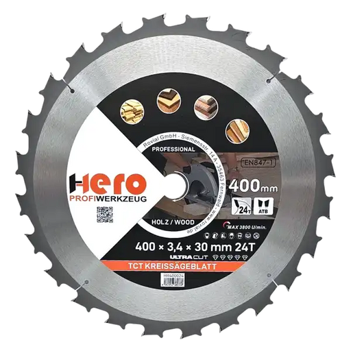 Kreissägeblatt 400 x 30/20 mm 24Z Profi HM Sägeblatt TCT Holz