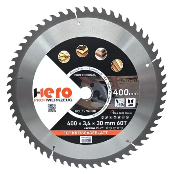 Kreissägeblatt 400 x 30/20 mm 60Z Profi HM Sägeblatt TCT Holz