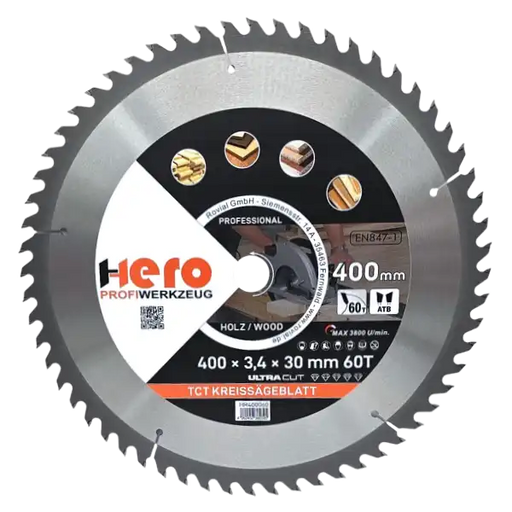 Kreissägeblatt 400 x 30/20 mm 60Z Profi HM Sägeblatt TCT Holz