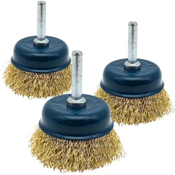 3x Topfbürste 50mm Scheibenbürste Rundbürste Drahtbürste Schaft gewellt ENCORE