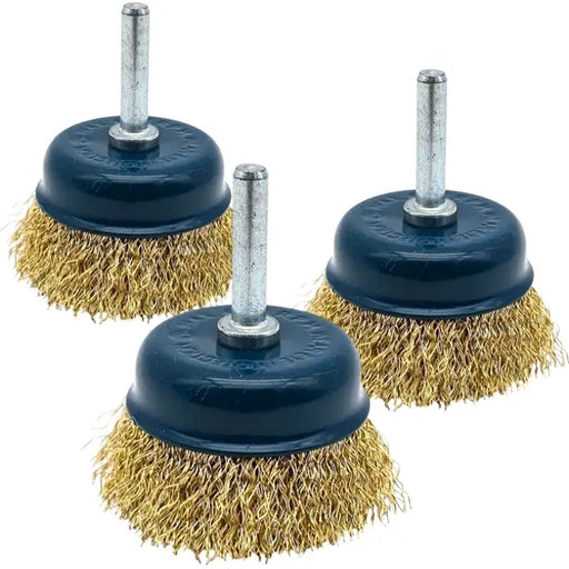 3x Topfbürste 50mm Scheibenbürste Rundbürste Drahtbürste Schaft gewellt ENCORE