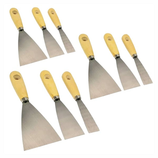 Spachtelset 9-tlg. Malerspachtel mit Holzgriff 30/50/80mm